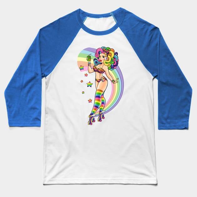 Rainbow Medusa Baseball T-Shirt by Becca Whitaker